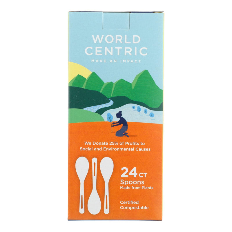 World Centric Cornstarch Compostable Spoon - Case Of 12 - 24 Count - GreatEagleInc