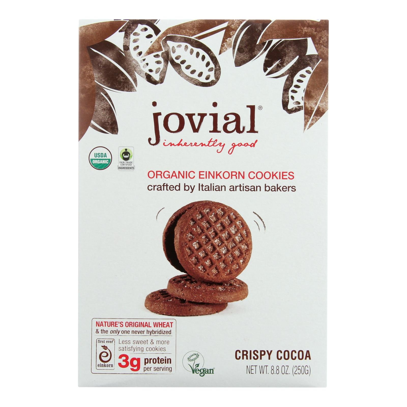Jovial - Cookie - Organic - Einkorn - Crispy Cocoa - 8.8 Oz - Case Of 12 - GreatEagleInc