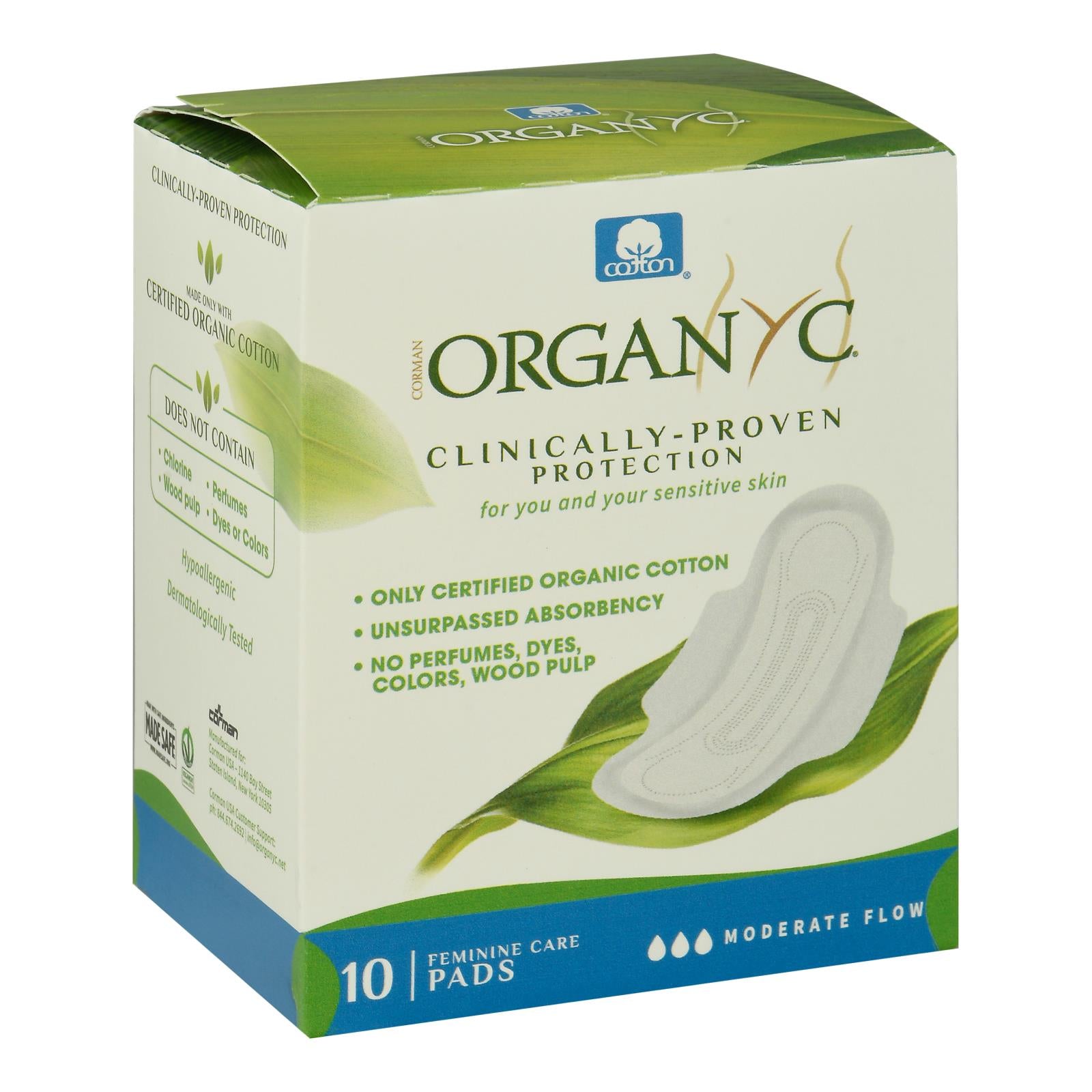 Organyc - Pads Ctn Mdrt Flw W/wng - 1 Each - 10 Ct - Eco-Friendly Home & Grocery