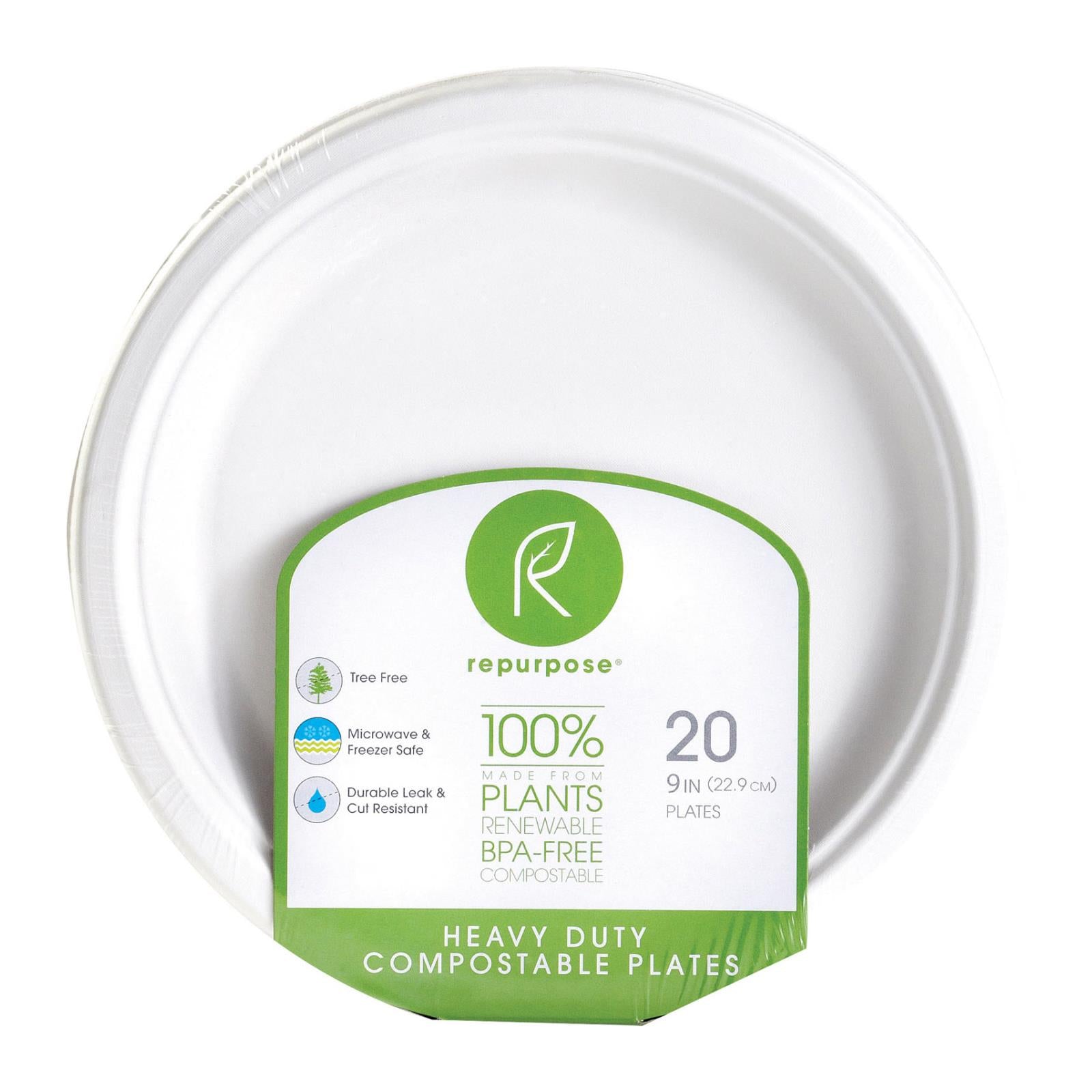 Repurpose Compostable Bagasse Plates - Case Of 12 - 20 Count - GreatEagleInc