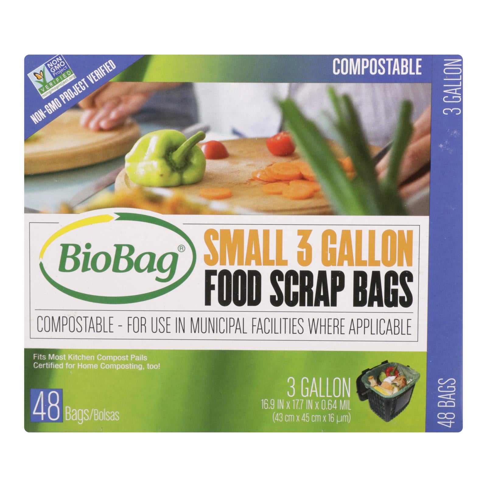 Biobag - Food Scrap Bags - 3 Gallon - 48 Count - Case Of 12 - GreatEagleInc
