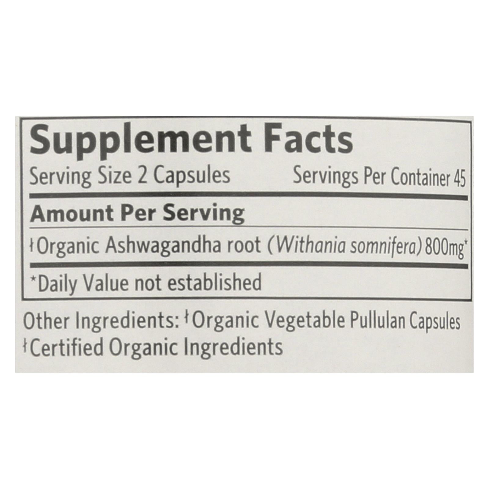 Organic India Wellness Supplements, Ashwagandha  - 1 Each - 90 Vcap - GreatEagleInc