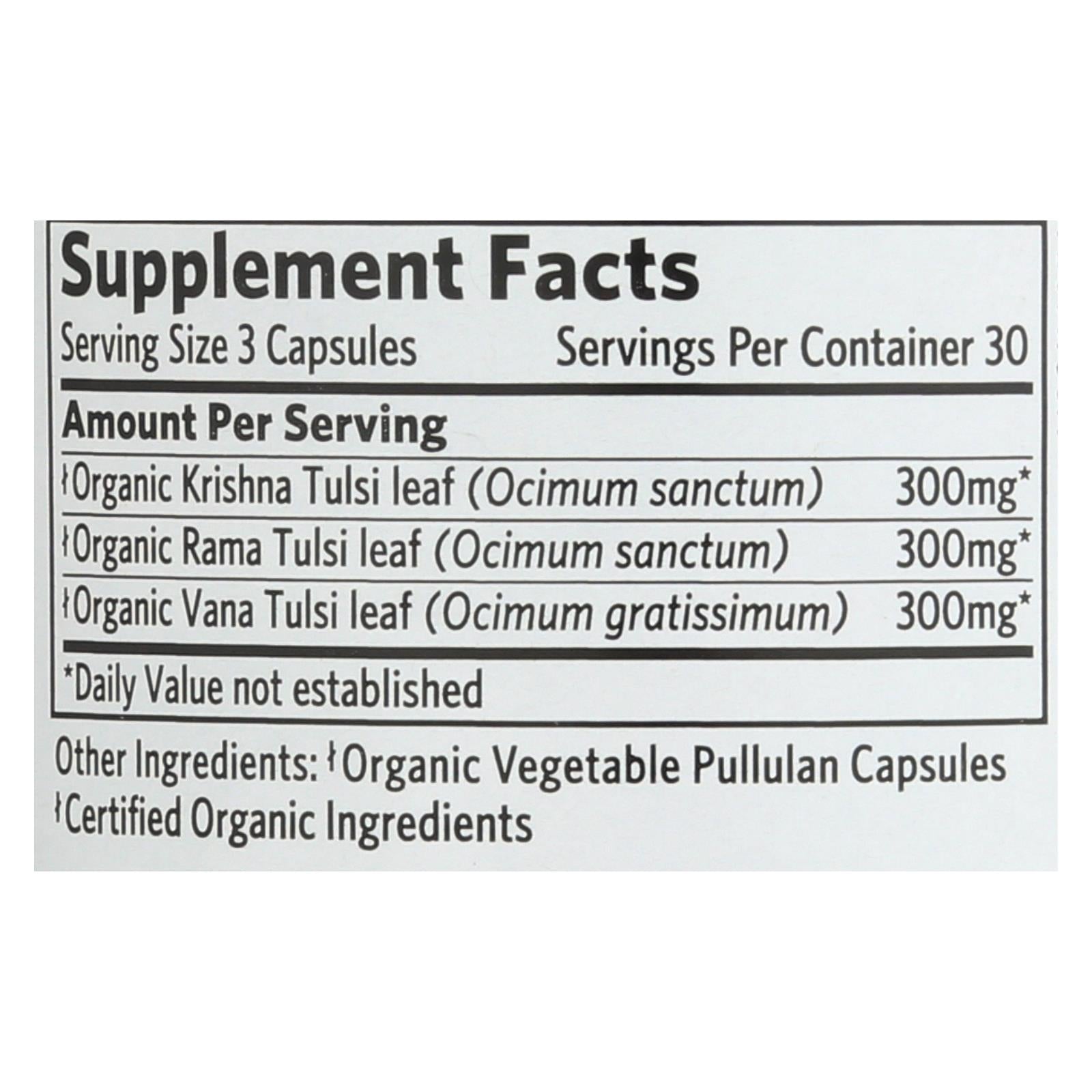 Organic India Usa Whole Herb Supplement, Tulsi--holy Basil  - 1 Each - 90 Vcap - GreatEagleInc