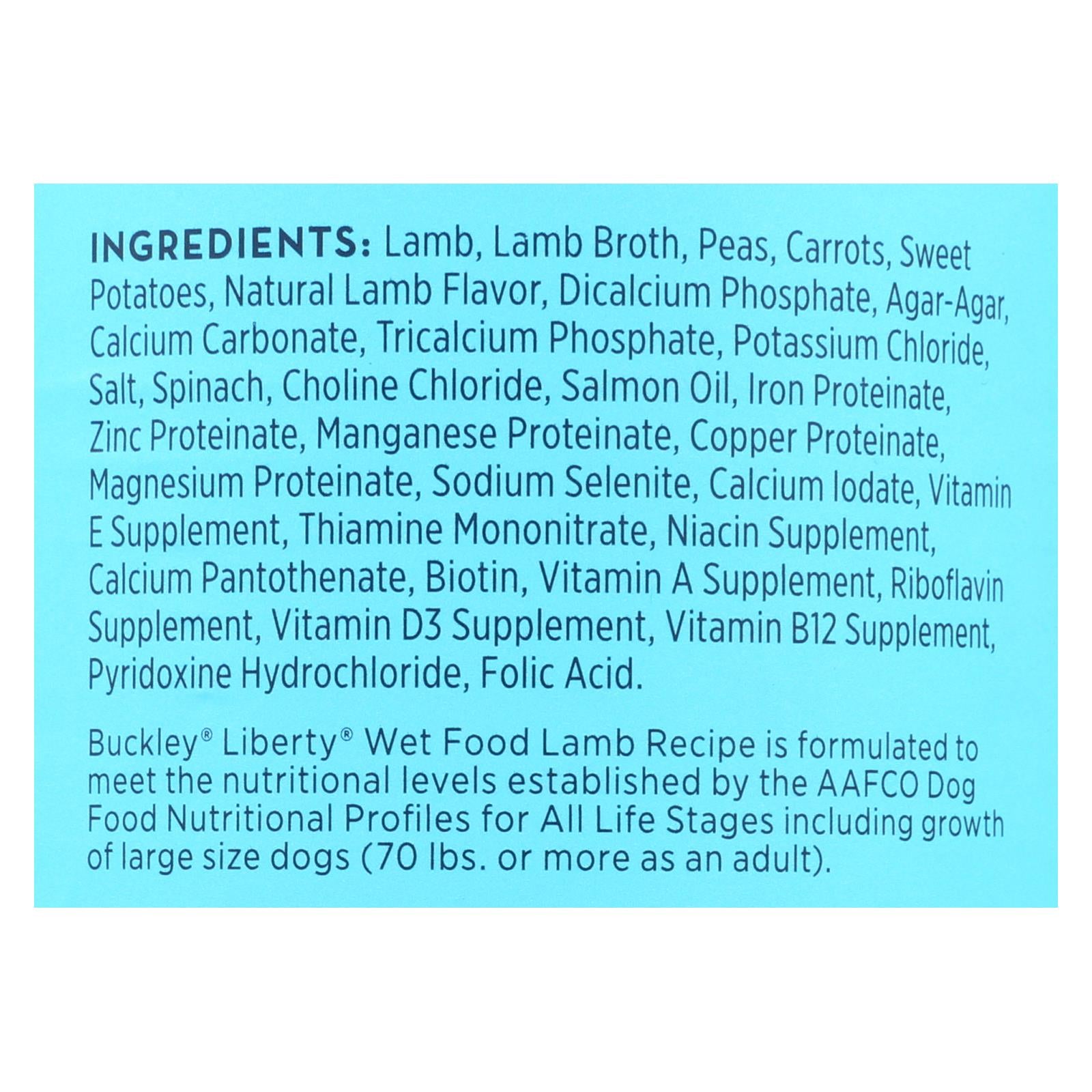 Buckley - Liberty We Food Lamb - Case Of 12 - 12.5 Oz - GreatEagleInc