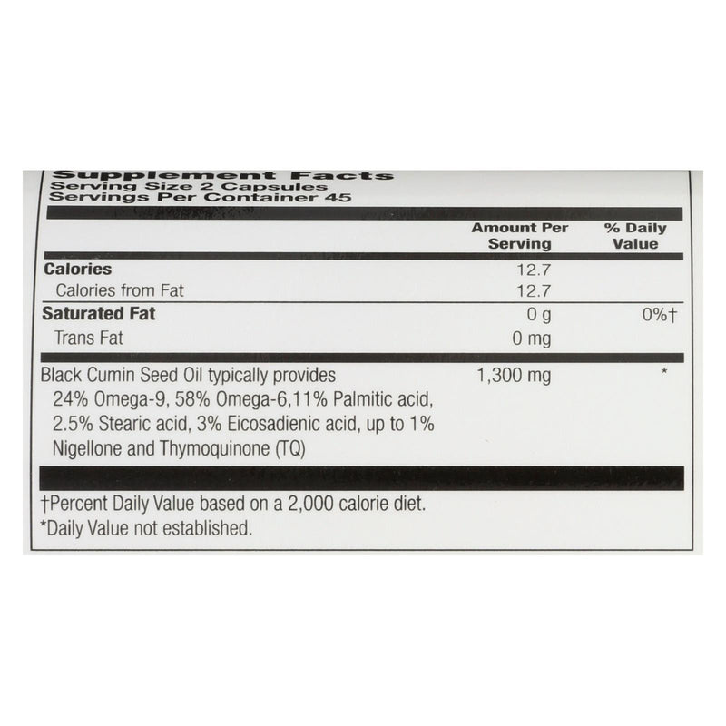 Heritage Store Black Seed Oil Dietary Supplement  - 1 Each - 90 Vcap - GreatEagleInc