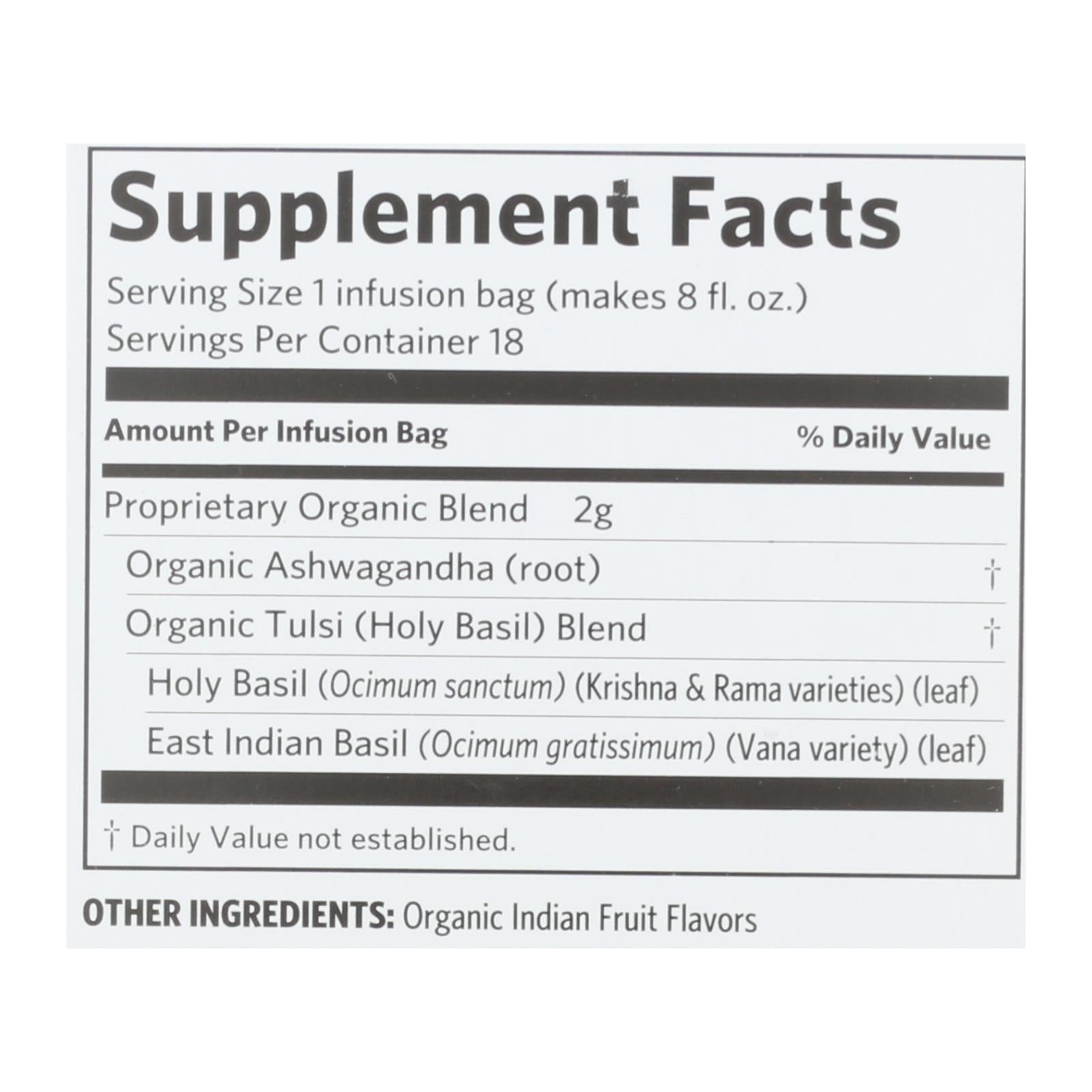 Organic India - Tulsi Ashwagandha - Case Of 6 - 18 Ct - GreatEagleInc