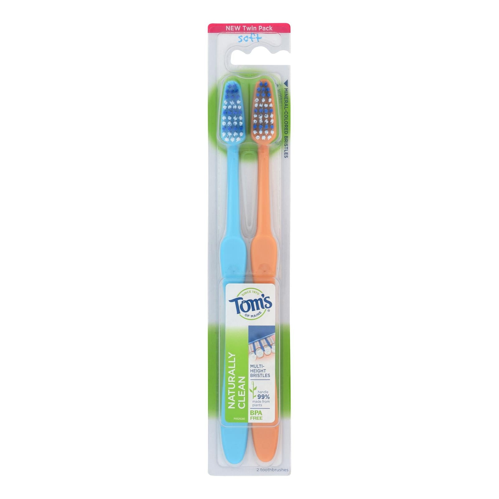 Tom's Of Maine - Tthbrush Natural Clean Twn Pack - Case Of 4 - 2 Ct - GreatEagleInc