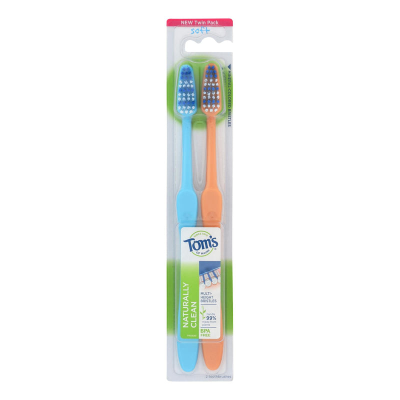 Tom's Of Maine - Tthbrush Natural Clean Twn Pack - Case Of 4 - 2 Ct