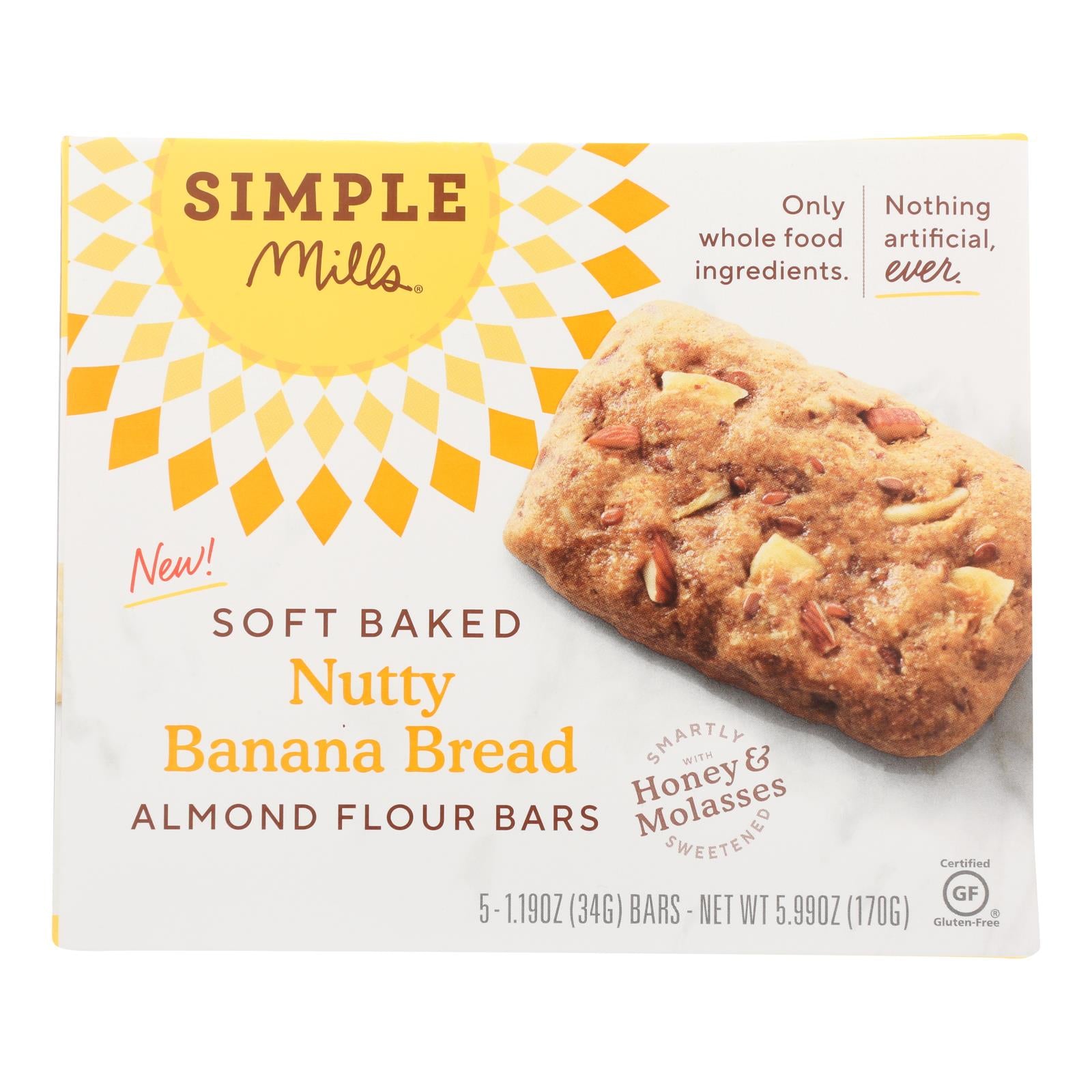 Simple Mills - Bar Sft Baked Nty Ban Bread - Case Of 6 - 5.99 Oz - GreatEagleInc