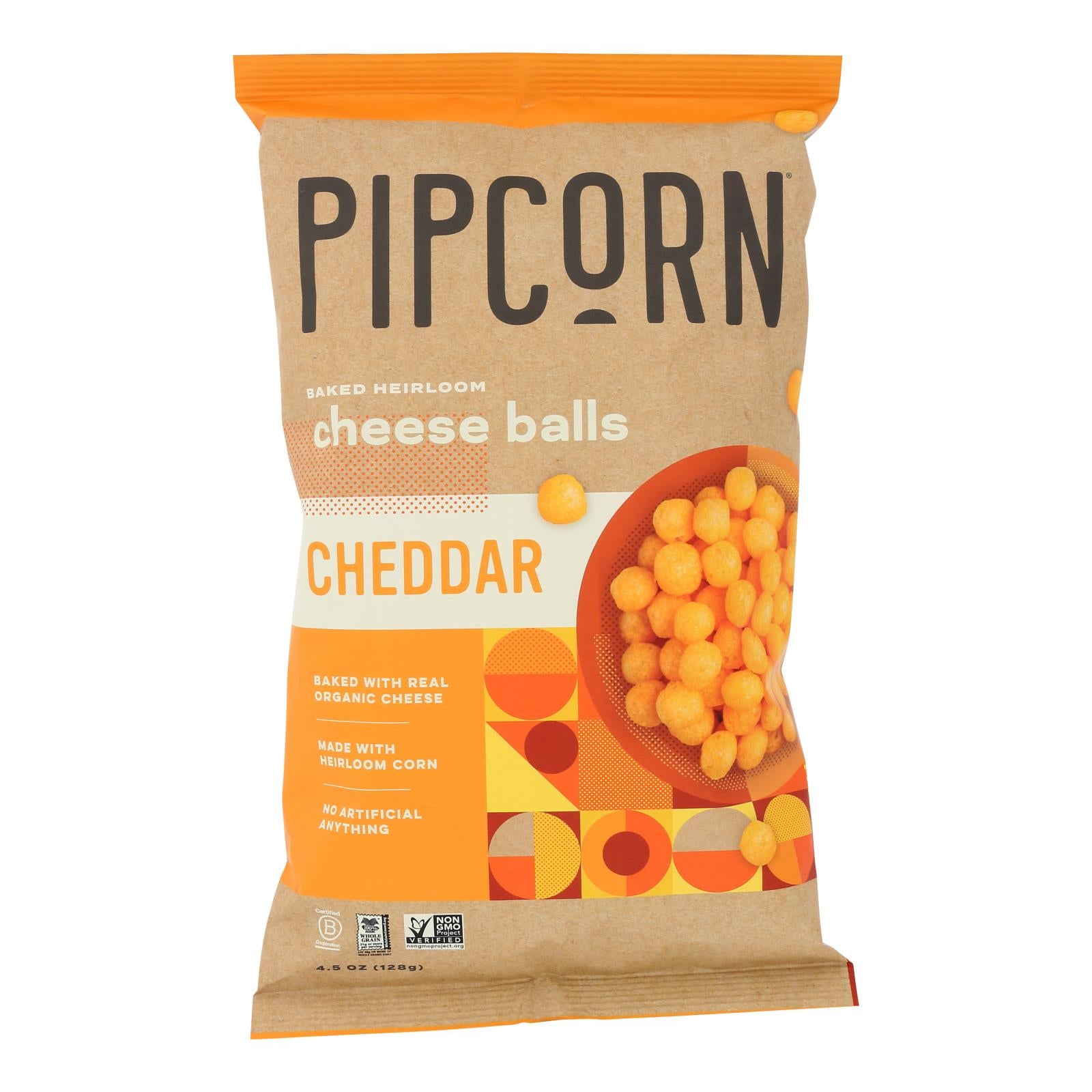 Pipcorn - Cheese Balls Cheddar - Case Of 12 - 4.5 Oz - GreatEagleInc