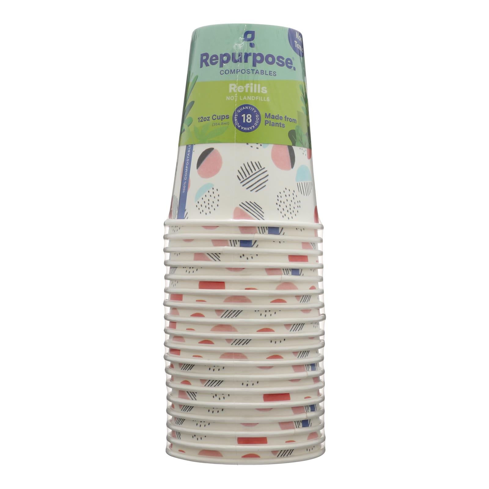 Repurpose - Cups Compostable 12 Oz - Case Of 12 - 18 Ct - GreatEagleInc
