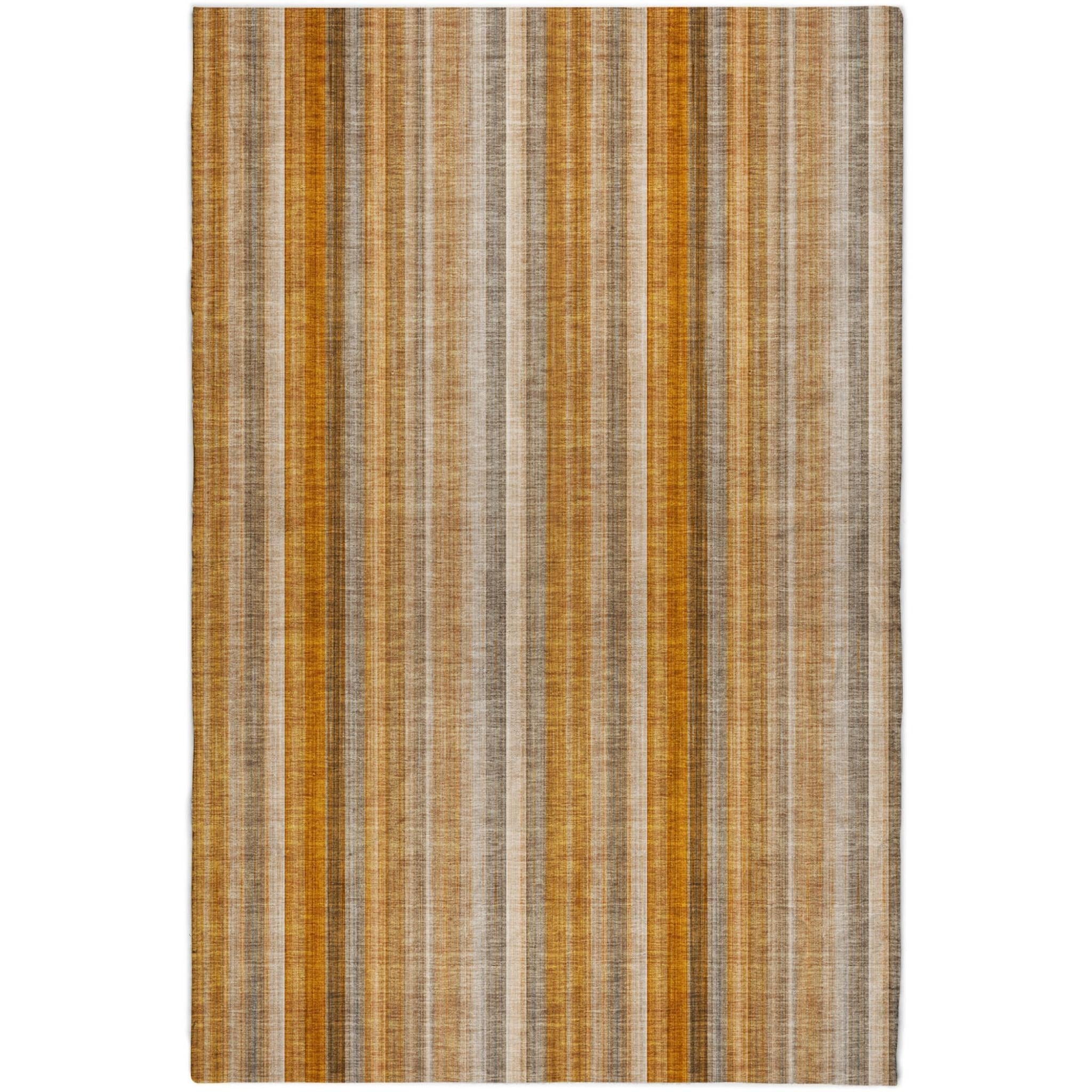 10' X 14' Orange And Gray Striped Shag Washable Area Rug With UV Protection - Home & Garden