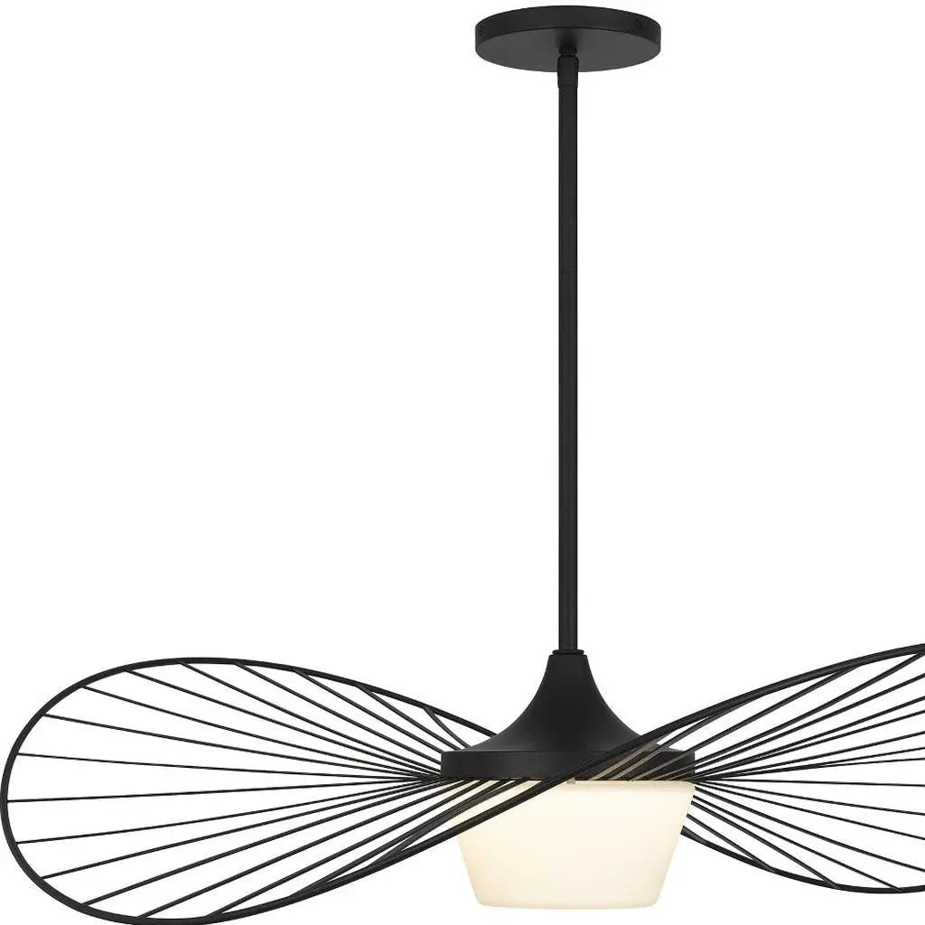 34" Black Aluminum Geometric Wavy LED Dimmable Outdoor Hanging Light Homeroots Outdoor