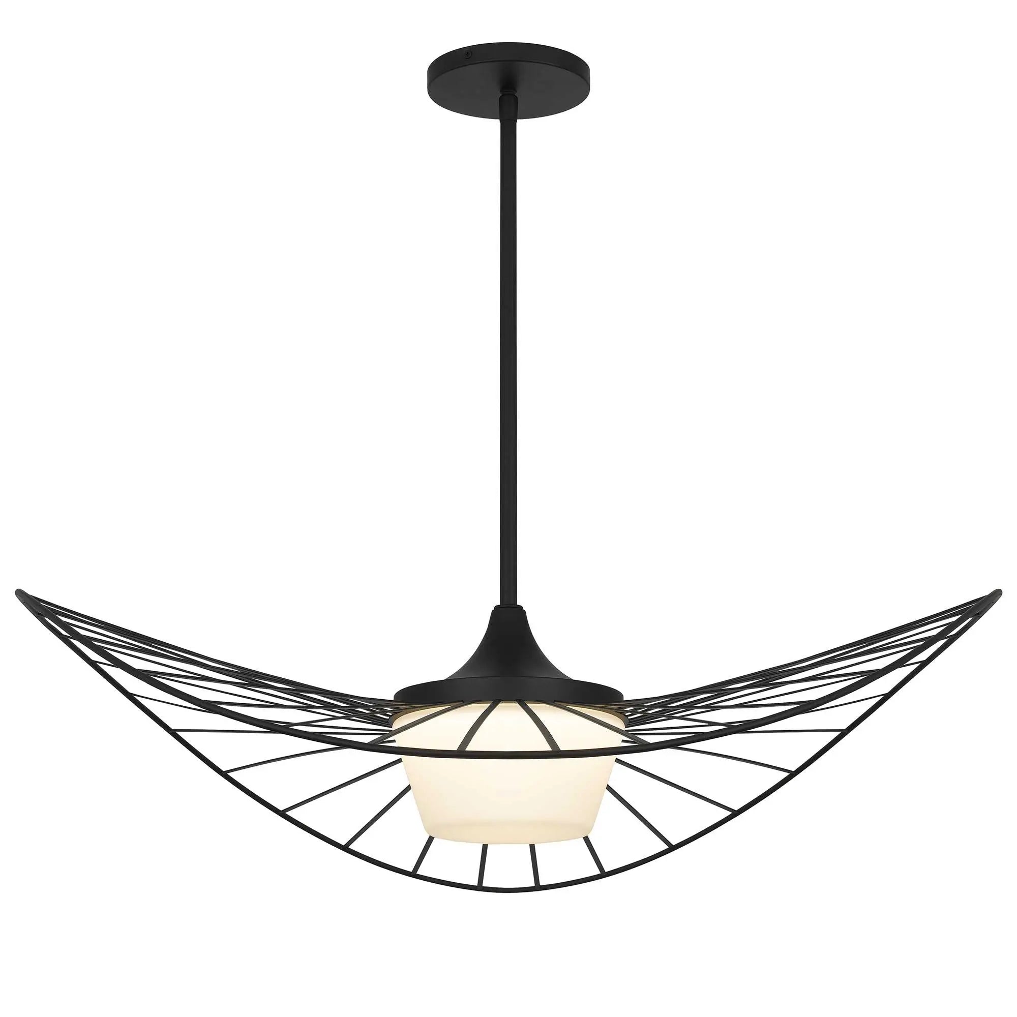 34" Black Aluminum Geometric Wavy LED Dimmable Outdoor Hanging Light Homeroots Outdoor