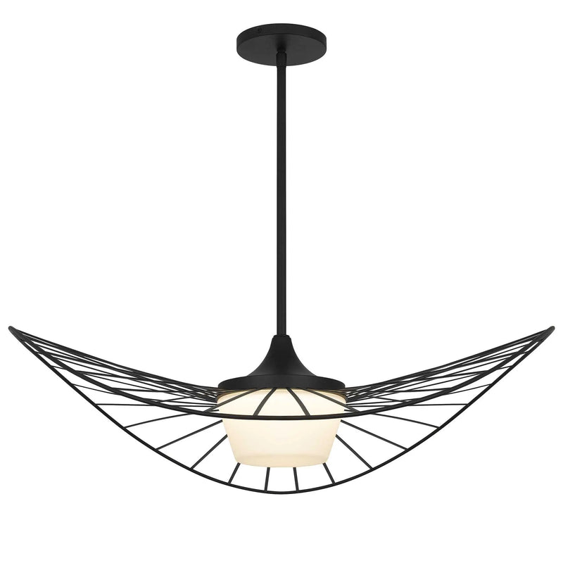 34" Black Aluminum Geometric Wavy LED Dimmable Outdoor Hanging Light Homeroots Outdoor
