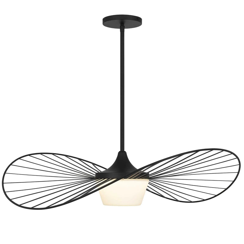 34" Black Aluminum Geometric Wavy LED Dimmable Outdoor Hanging Light Homeroots Outdoor