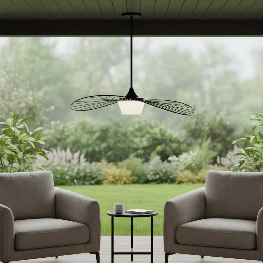 34" Black Aluminum Geometric Wavy LED Dimmable Outdoor Hanging Light Homeroots Outdoor