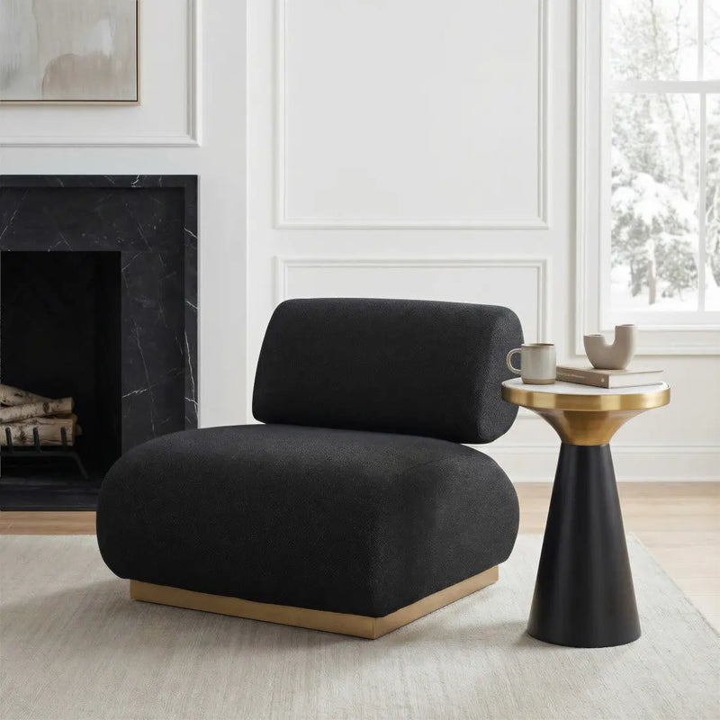 34" Black And Bronze Fabric And Upholstered Side Chair Homeroots Living Room