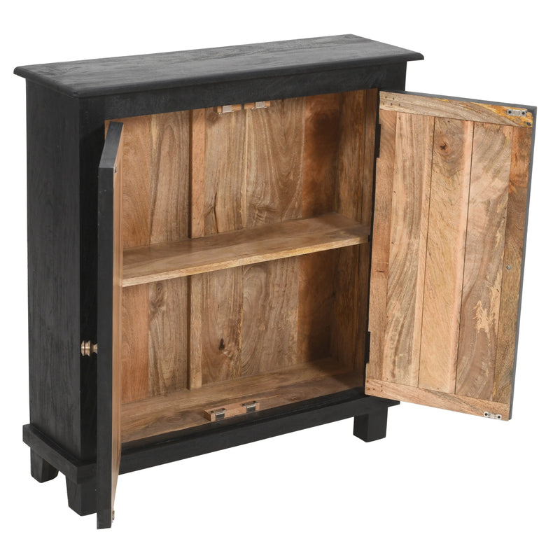 34" Black Distressed Solid Wood Sideboard with Two Doors Homeroots Kitchen & Dining
