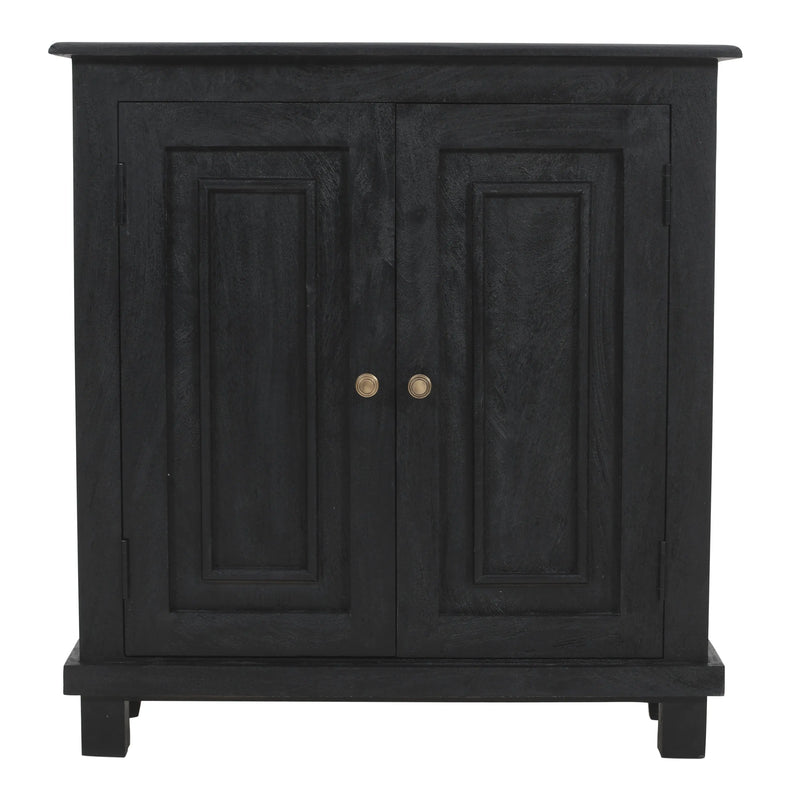 34" Black Distressed Solid Wood Sideboard with Two Doors Homeroots Kitchen & Dining