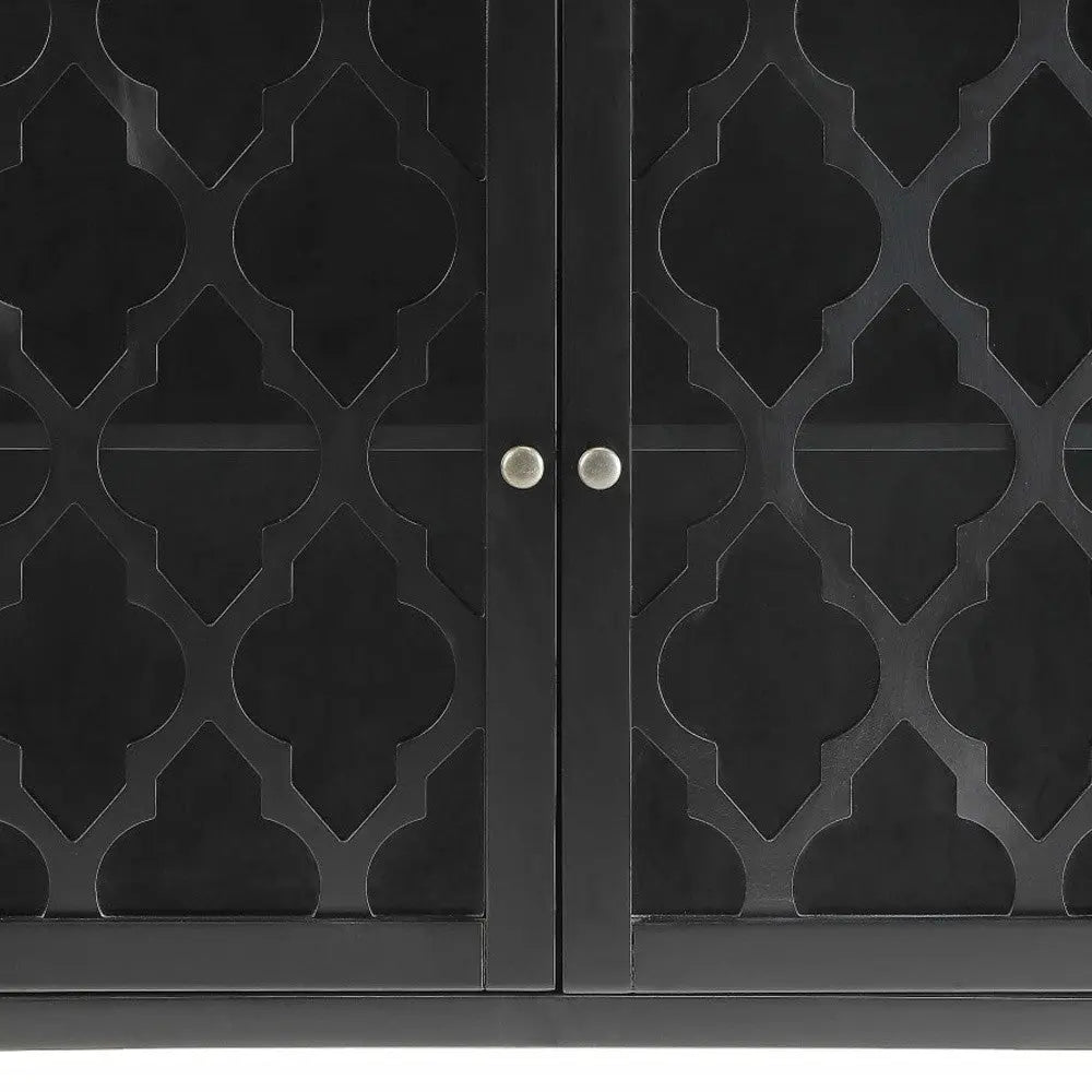34" Black Sideboard with Two Glass Doors - GreatEagleInc