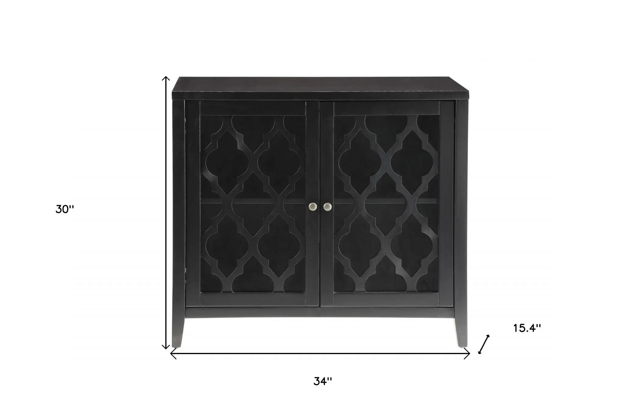 34" Black Sideboard with Two Glass Doors - GreatEagleInc