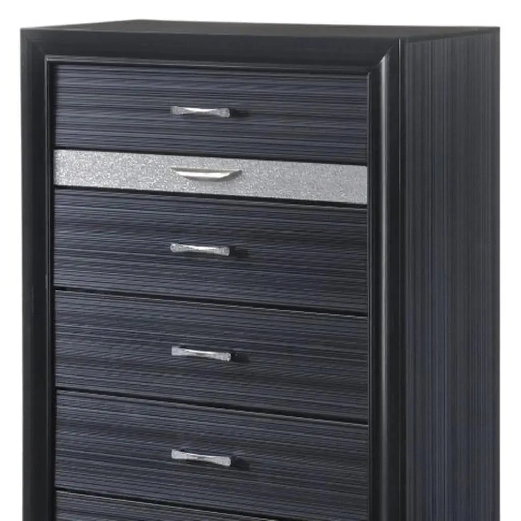 34" Black Solid Wood Six Drawer Chest Homeroots Bed & Bath
