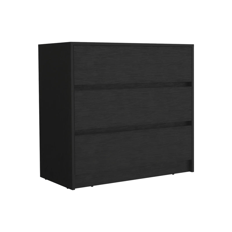 34" Black Three Drawer Dresser Homeroots Bed & Bath