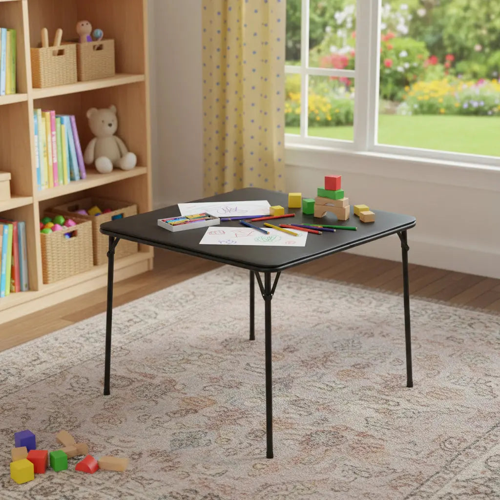 34" Black Wood and Metal Folding Square Card Table Homeroots Kitchen & Dining