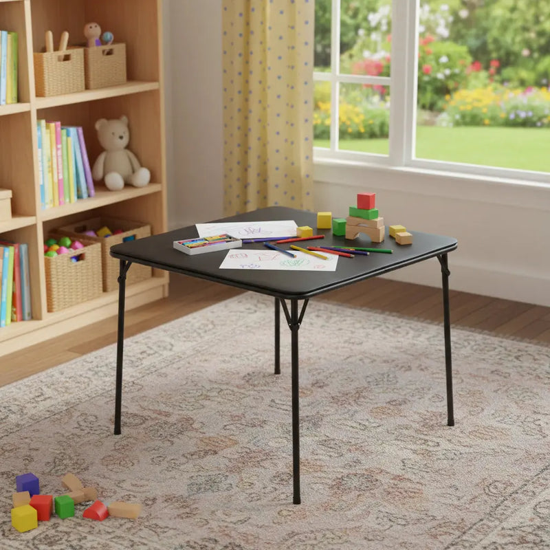 34" Black Wood and Metal Folding Square Card Table Homeroots Kitchen & Dining