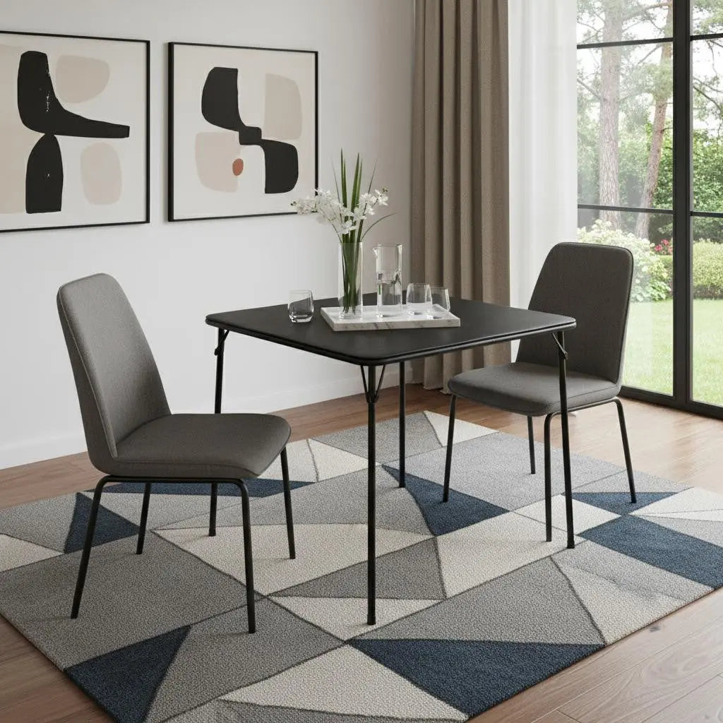 34" Black Wood and Metal Folding Square Card Table Homeroots Kitchen & Dining