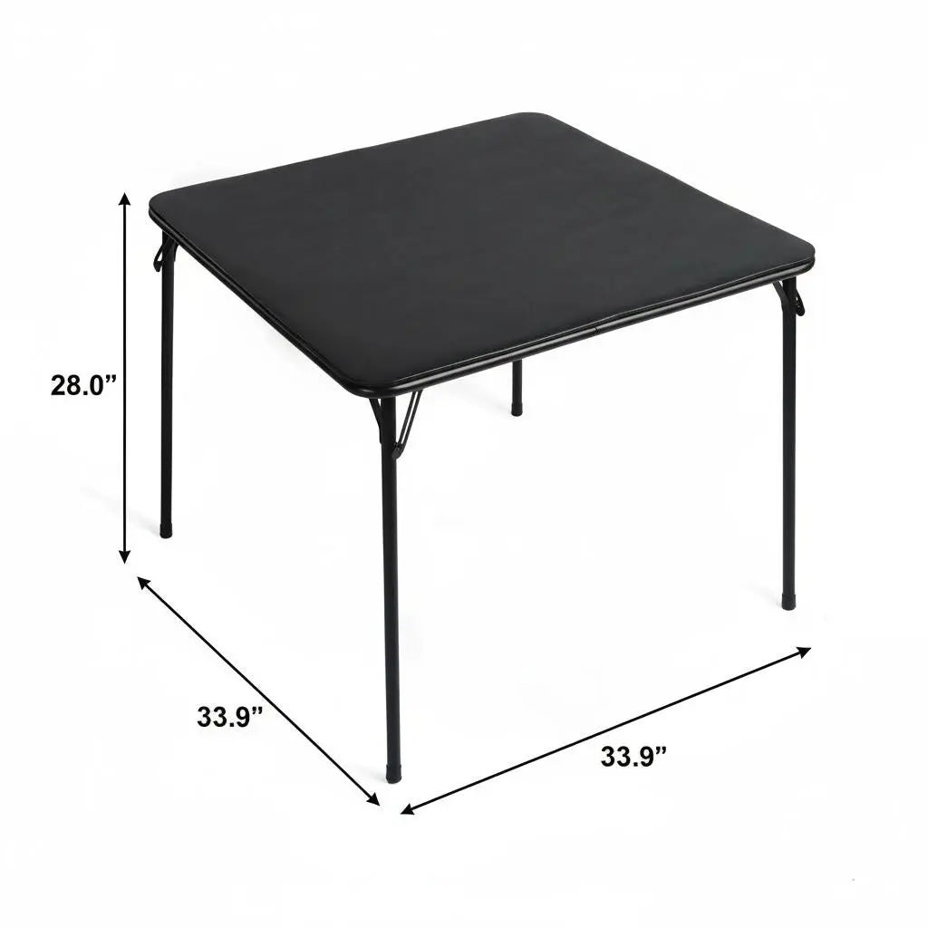 34" Black Wood and Metal Folding Square Card Table Homeroots Kitchen & Dining