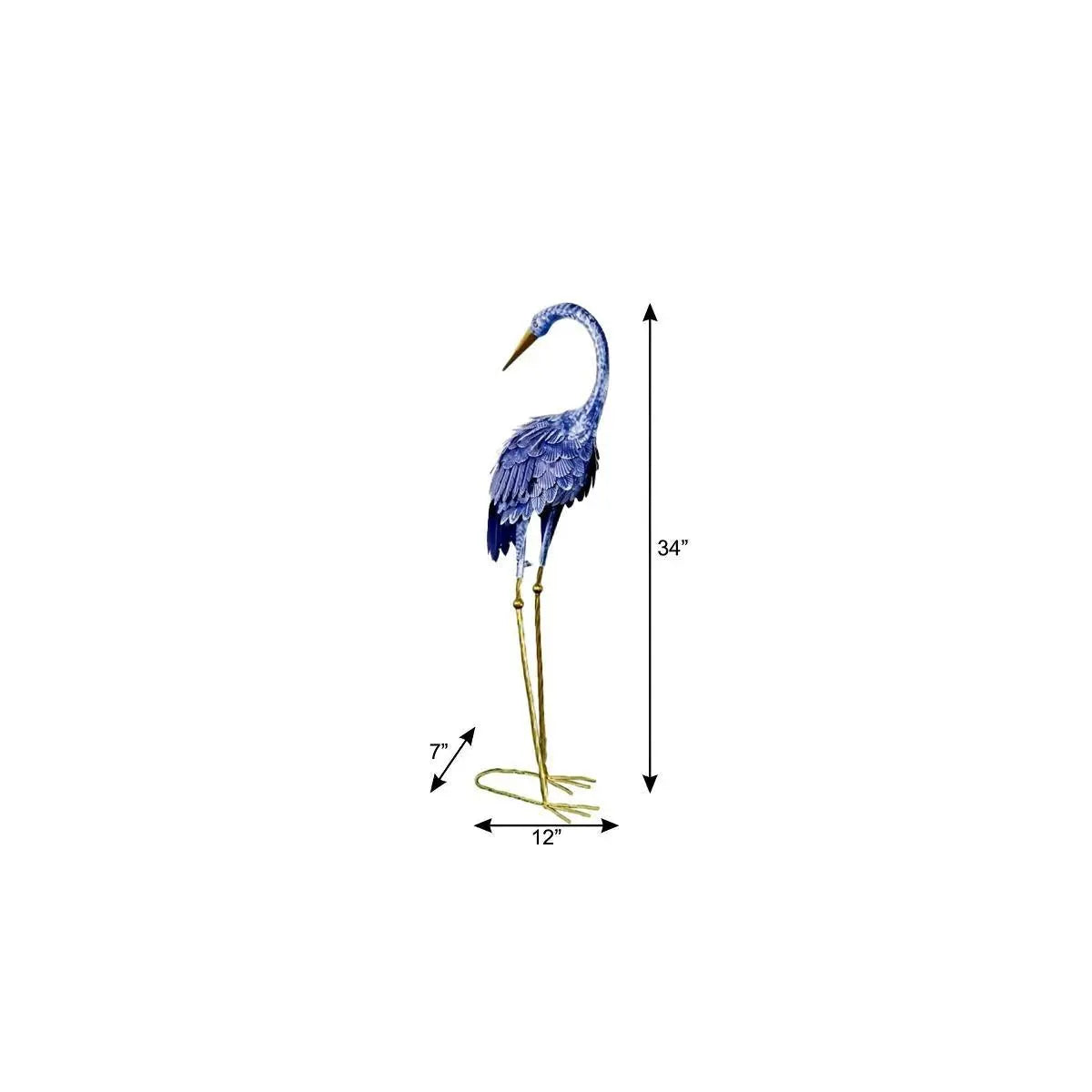 34" Blue And Gold Metal Birds Garden Accents Accessories Homeroots Outdoor