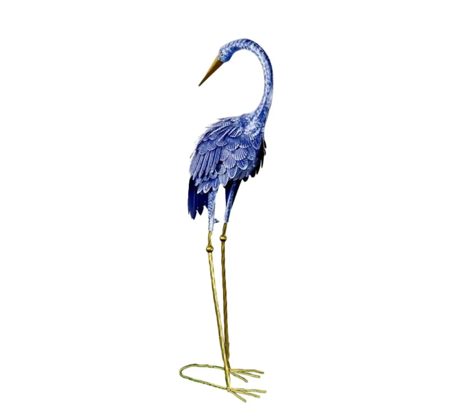 34" Blue And Gold Metal Birds Garden Accents Accessories Homeroots Outdoor