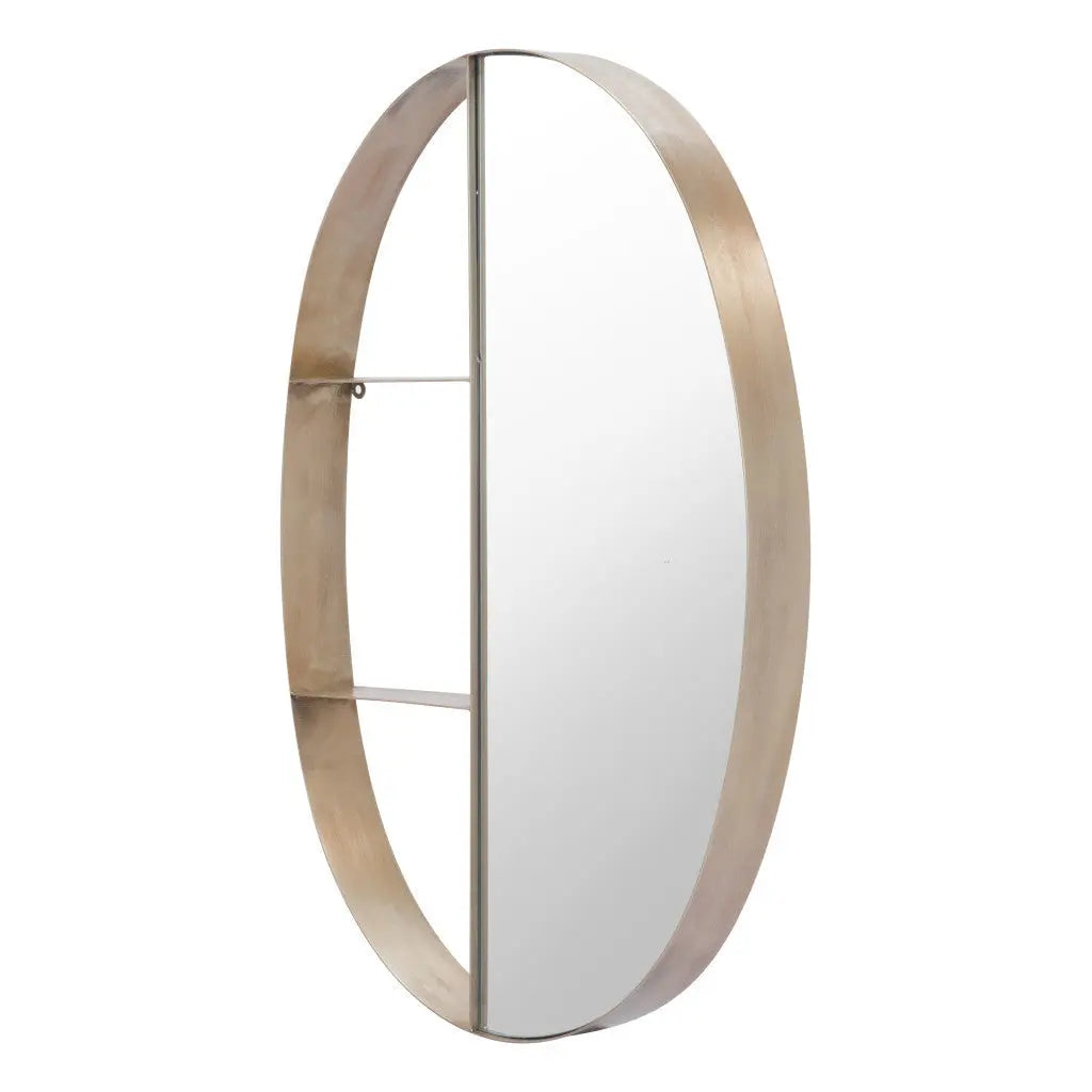 34" Bronze Oval Steel Framed Accent Mirror - GreatEagleInc