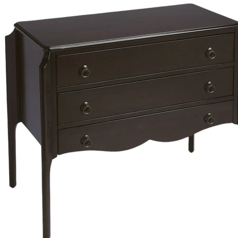 34" Dark Brown Solid Wood Three Drawer Dresser Homeroots Bed & Bath