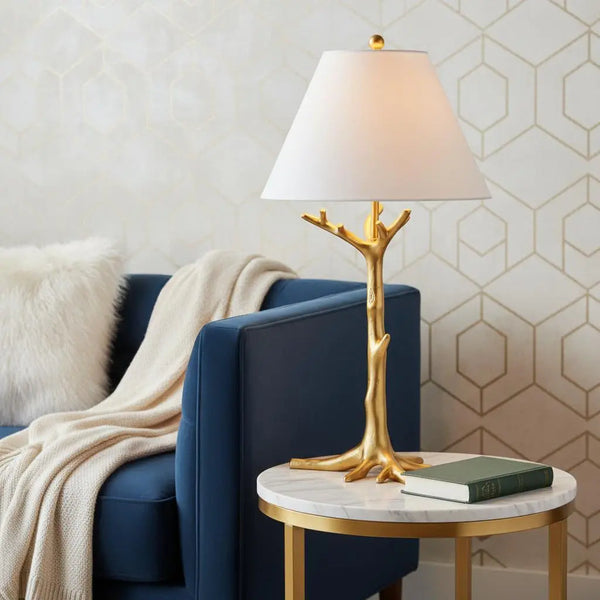 34" Gold Novelty Table Lamp With Empire Shade Homeroots Lighting
