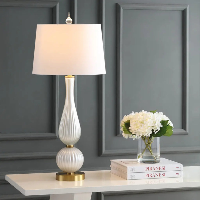 34" Gold Novelty Table Lamp With Globe Shade Homeroots Lighting