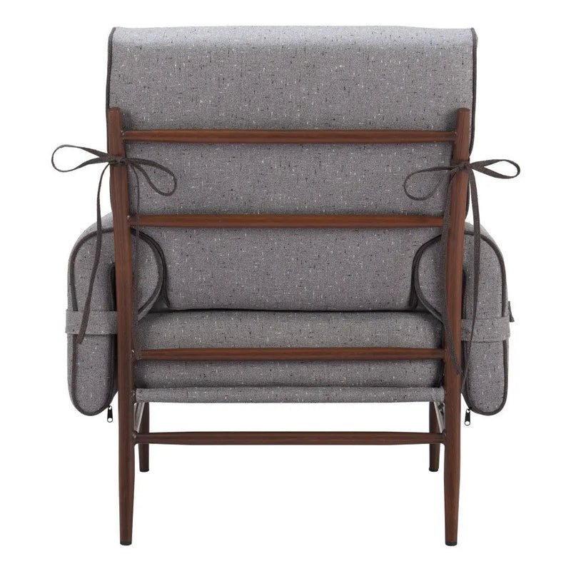 34" Gray And Brown Upholstered Arm Chair Homeroots Living Room