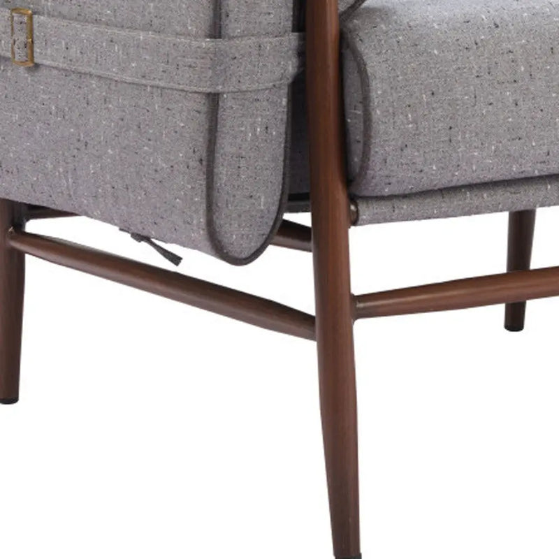 34" Gray And Brown Upholstered Arm Chair Homeroots Living Room