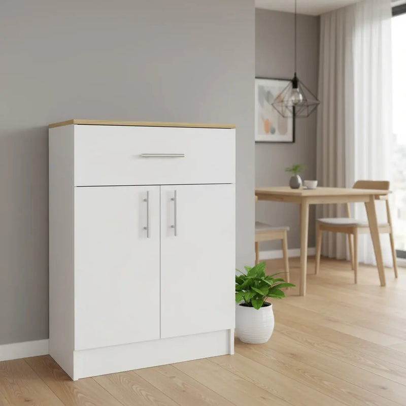34" Light Oak and White Pantry Cabinet Homeroots Kitchen & Dining