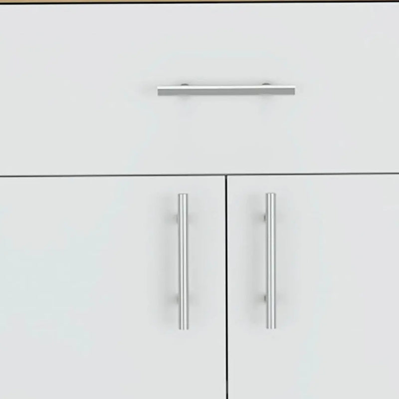 34" Light Oak and White Pantry Cabinet Homeroots Kitchen & Dining