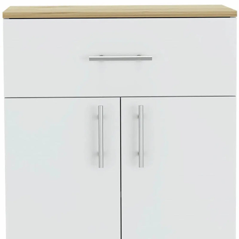 34" Light Oak and White Pantry Cabinet Homeroots Kitchen & Dining