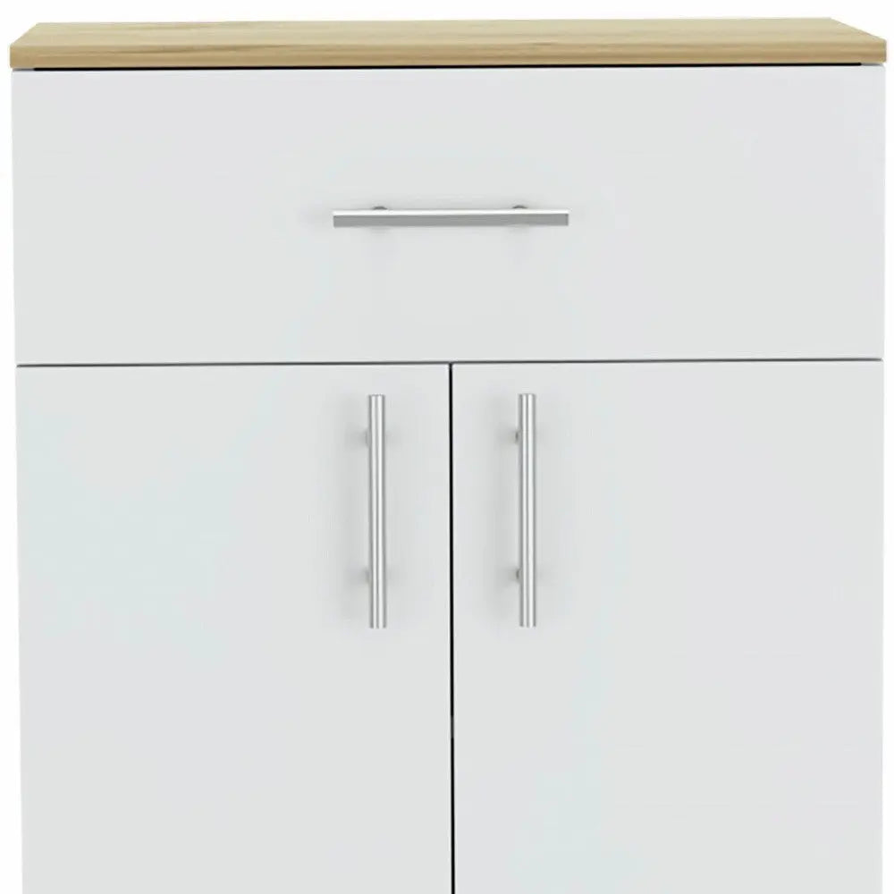 34" Light Oak and White Pantry Cabinet Homeroots Kitchen & Dining