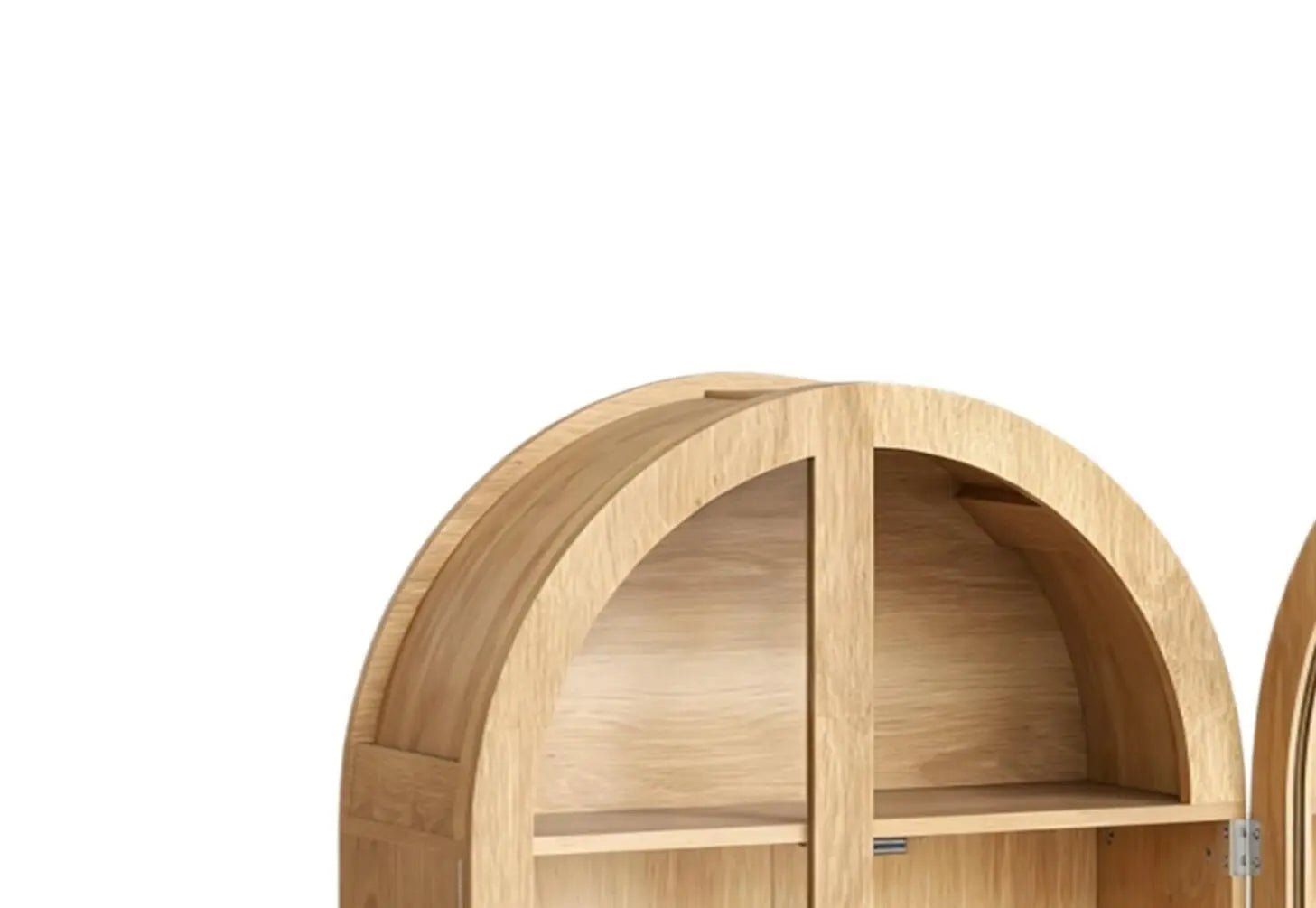 34" Natural Wood Wall Mount Arched Glass Panel Inlay Four Door Bathroom Cabinet Homeroots Organization