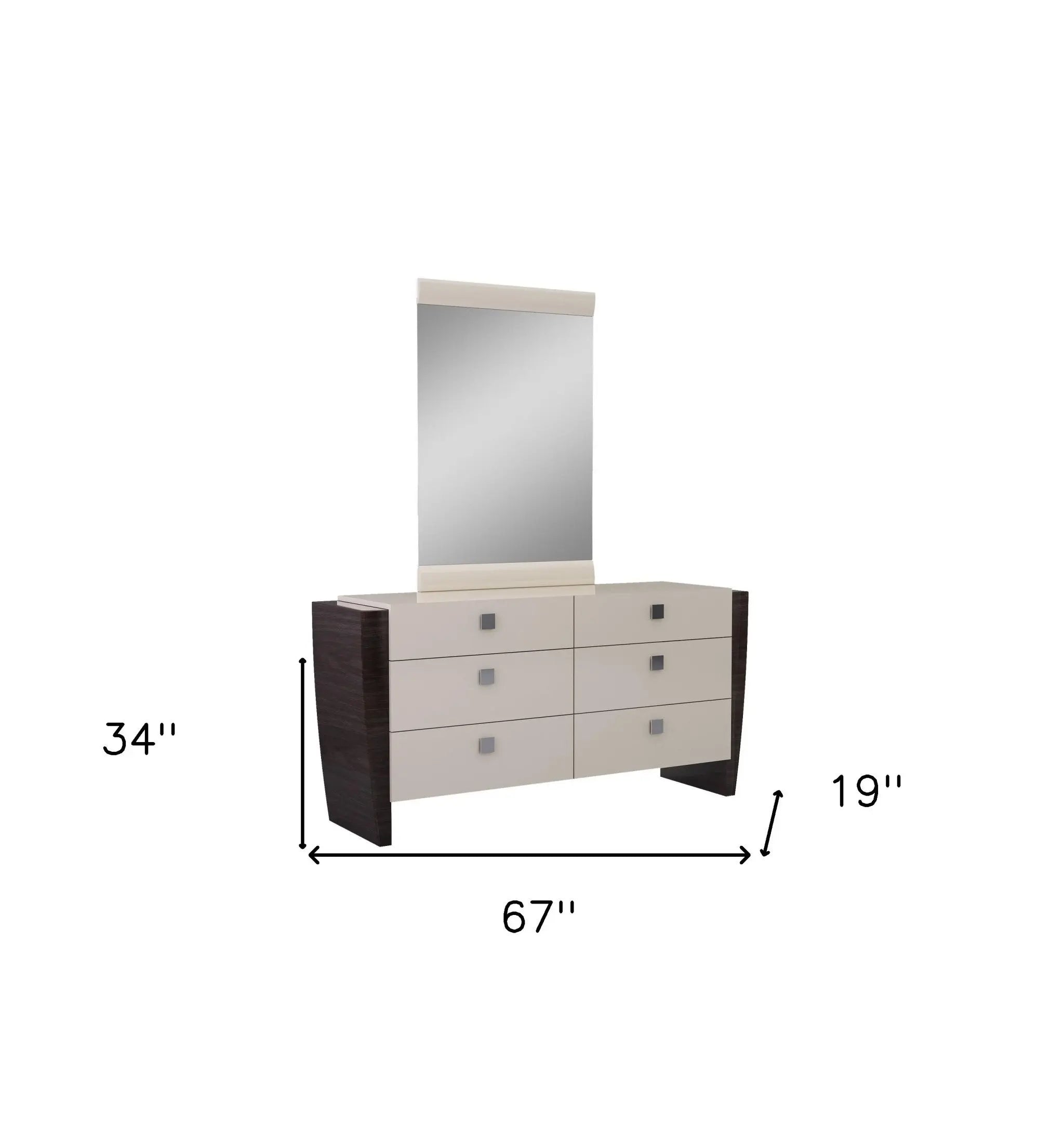 34" Refined Beige High Gloss Dresser Homeroots Bed & Bath