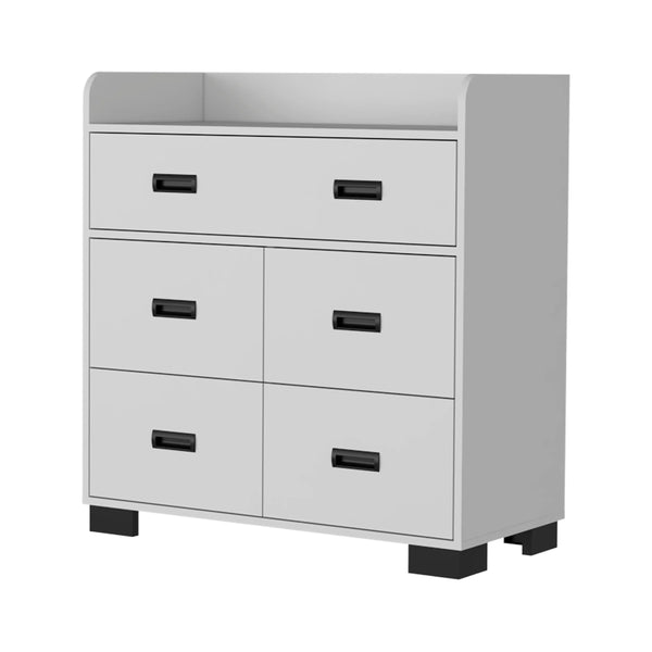 34" White Five Drawer Dresser Homeroots Bed & Bath