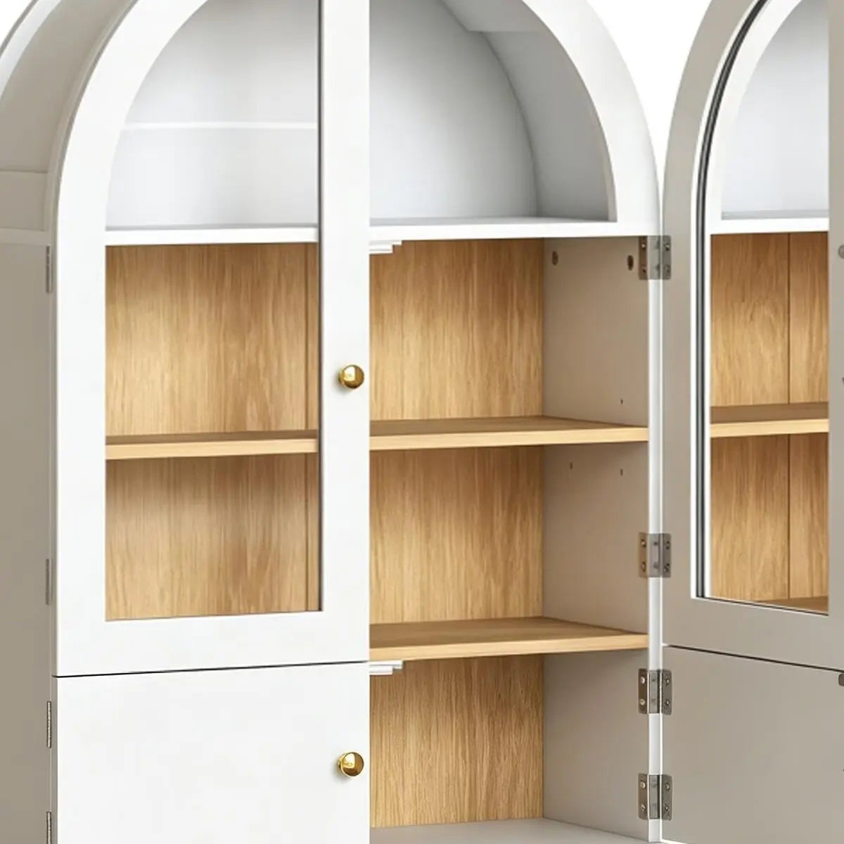 34" White Wood Wall Mounted Glass Panel Inlay Four Door Bathroom Cabinet Homeroots Organization