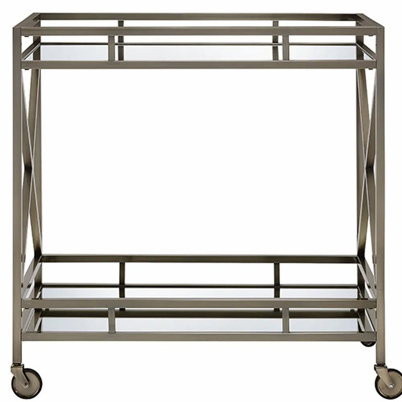 34" X 20" X 35" Antique Brass Metal Serving Cart Homeroots Kitchen & Dining