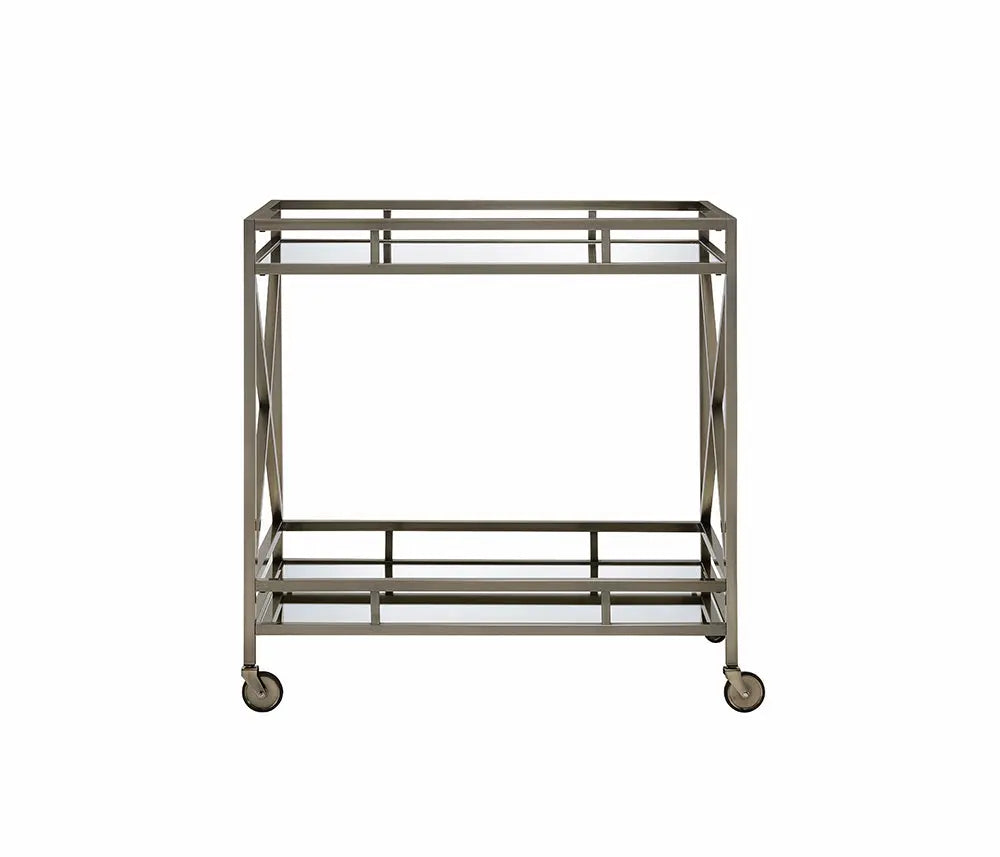 34" X 20" X 35" Antique Brass Metal Serving Cart Homeroots Kitchen & Dining